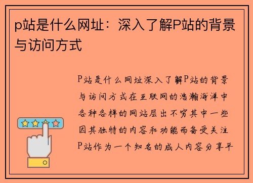 p站是什么网址：深入了解P站的背景与访问方式